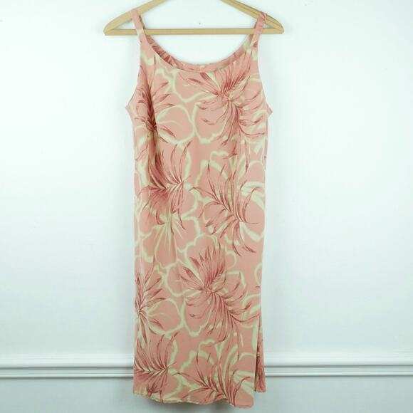 IOLANI Dresses & Skirts - Vintage Medium Dress Hawaiian Resort Tencel Soft Floral Pastel Pink 90s Bias Cut